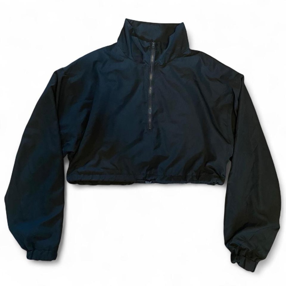 Forever 21 Black Cropped Windbreaker Jacket
